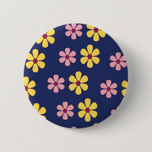Badge Rond 5 Cm Joli motif de grandes fleurs
