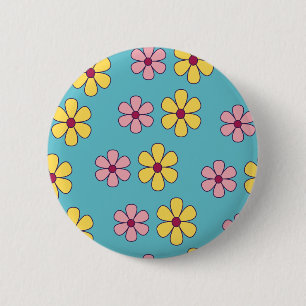 Badge Rond 5 Cm Joli motif de grandes fleurs
