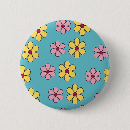 Badge Rond 5 Cm Joli motif de grandes fleurs (Devant)