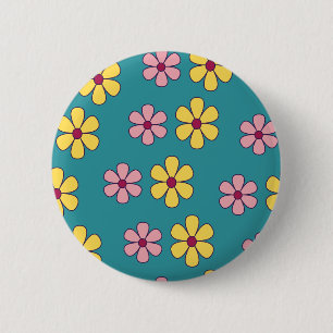 Badge Rond 5 Cm Joli motif de grandes fleurs
