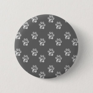 Badge Rond 5 Cm Joli motif de patte élégant sur gris foncé