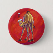Badge Rond 5 Cm Joli Noël Camel En Rouge (Devant)