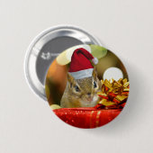 Badge Rond 5 Cm Joli Noël Chipmunk (Devant & derrière)