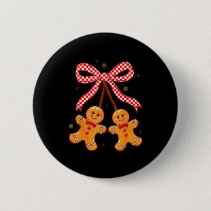 Badge Rond 5 Cm Joli Noël Gingerbread Cerises Coquette Xmas