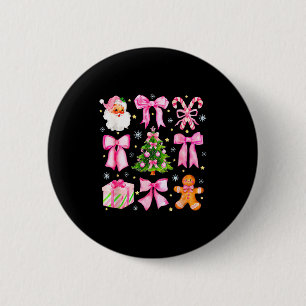 Badge Rond 5 Cm Joli Nœud Coquette Rose Arbre de Noël Santa Ginger