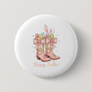 Badge Rond 5 Cm Joli œuf de Pâques Howdy Bottes de cowboy occident