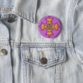 Badge Rond 5 Cm Joli or et croix copte rose (En situation)