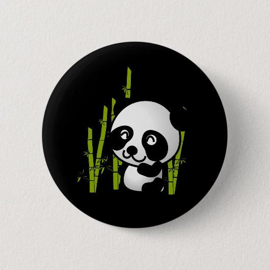 Badge Rond 5 Cm Joli ours de panda noir et blanc dans une bosquet  (Devant)