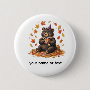 Badge Rond 5 Cm Joli ours en laine d'épices de citrouille d'Hallow