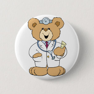 Badge Rond 5 Cm Joli ours en peluche docteur