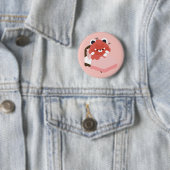 Badge Rond 5 Cm Joli Panda roux (En situation)