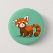Badge Rond 5 Cm Joli panda roux sur fond vert (Devant)