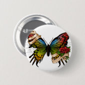 Badge Rond 5 Cm Joli papillon (Devant & derrière)