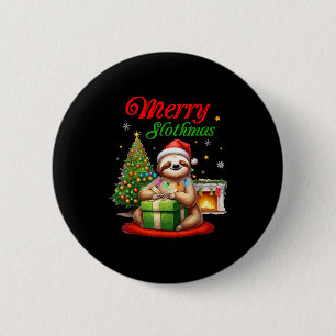 Badge Rond 5 Cm Joli paresseux père Noël Noël joyeux Slothmas Slo