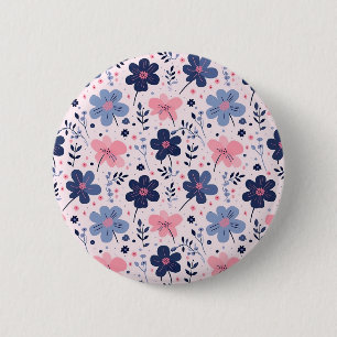 Badge Rond 5 Cm Joli pastel rose et bleu floral jardin de printemp