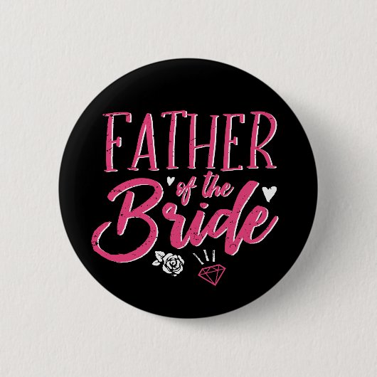 Badge Rond 5 Cm Joli Père de la mariée Calligraphie rose Script (Devant)