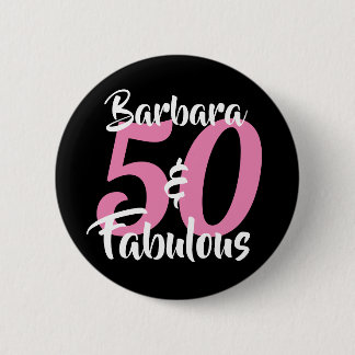 Badge Rond 5 Cm Joli Personnalisé 50 et Fabuleux Personnalisé Rose