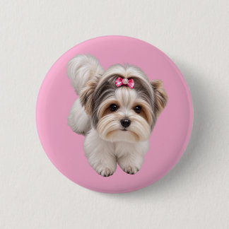 Badge Rond 5 Cm Joli petit chien chiot portrait rond pin bouton