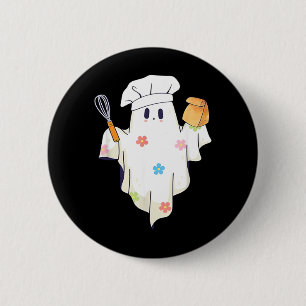 Badge Rond 5 Cm Joli petit fantôme chef drôle cantinière cafétéria