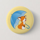 Badge Rond 5 Cm Joli Petit Renard dormant sous parapluie (Devant)