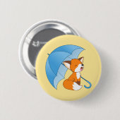 Badge Rond 5 Cm Joli Petit Renard dormant sous parapluie (Devant & derrière)