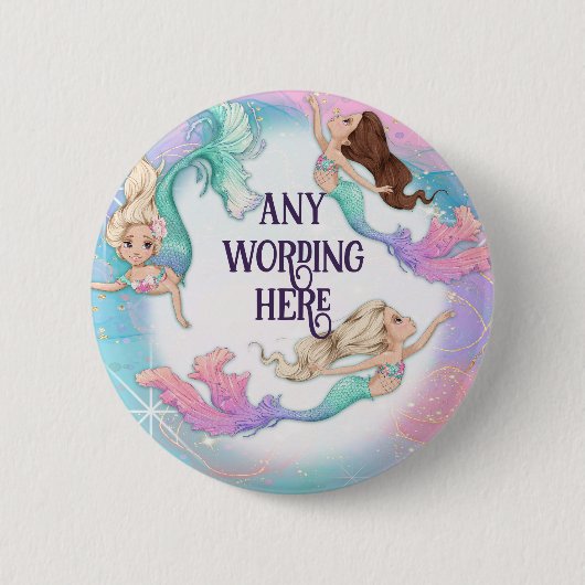 Badge Rond 5 Cm Joli Petit Stickers Sirènes (Devant)