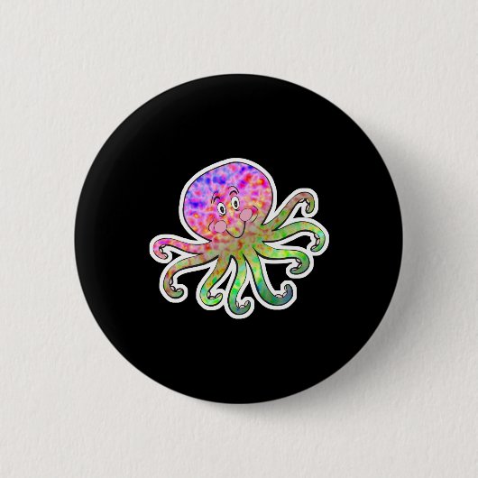 Badge Rond 5 Cm joli poulpe tie-dyed (Devant)