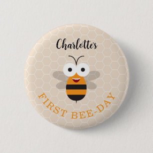 Badge Rond 5 Cm Joli premier anniversaire 1er Bee-Day abeille à mi