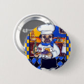 Badge Rond 5 Cm Joli Pug Chef (Devant & derrière)