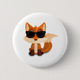 Badge Rond 5 Cm Joli Renard Cool avec des Lunettes de Soleil Minim