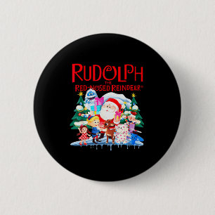 Badge Rond 5 Cm Joli Spécial de Noël de Rudolph le Renne au Nez Ro