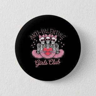 Badge Rond 5 Cm Joli squelette Anti Saint-Valentin Club de filles