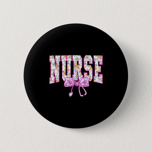 Badge Rond 5 Cm Joli stéthoscope infirmière Nk florale Coquette Nu (Devant)