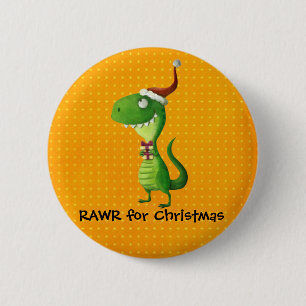 Badge Rond 5 Cm Joli T-rex de Noël