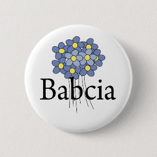 Badge Rond 5 Cm Joli T-shirt de Babcia aux fleurs bleues