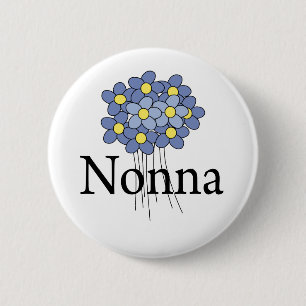Badge Rond 5 Cm Joli T-shirt Fleur Bleue Nonna