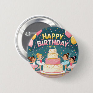 Badge Rond 5 Cm Joli thème d'anniversaire de ballerine