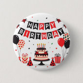 Badge Rond 5 Cm Joli thème de ladybug pour joyeux anniversaire (Devant)