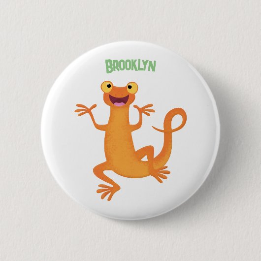 Badge Rond 5 Cm Joli triton orangé joyeux (Devant)