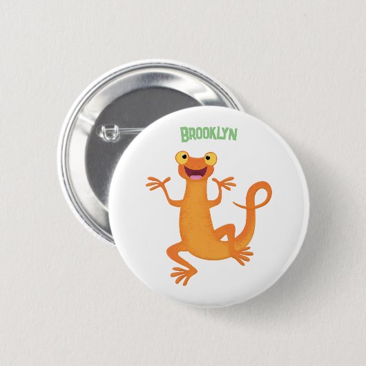 Badge Rond 5 Cm Joli triton orangé joyeux (Devant & derrière)