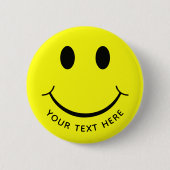 Badge Rond 5 Cm Joli visage Jaune Ajouter un texte (Devant)