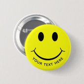 Badge Rond 5 Cm Joli visage Jaune Ajouter un texte (Devant & derrière)