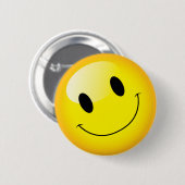 Badge Rond 5 Cm Joli visage souriant jaune Émoticon (Devant & derrière)