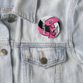 Badge Rond 5 Cm Joli volley-ball rose et blanc (En situation)
