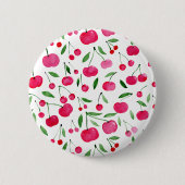Badge Rond 5 Cm Jolie aquarelle rouge cerises motif (Devant)