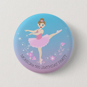 Badge Rond 5 Cm Jolie Ballerina fille fête d'anniversaire