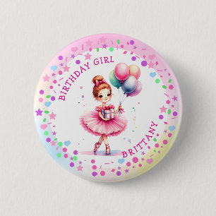 Badge Rond 5 Cm Jolie Ballerina rose fille anniversaire fille