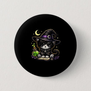 Badge Rond 5 Cm Jolie chat sorcière magie noire esthétique gothiqu