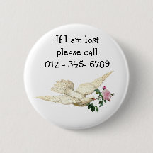 Jolie colombe avec rose, contact d'urgence pour en