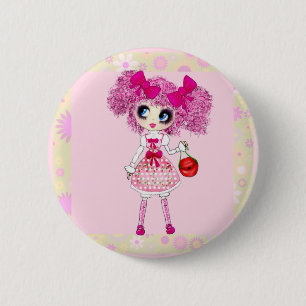 Badge Rond 5 Cm Jolie en rose Kawaii fille PinkyP